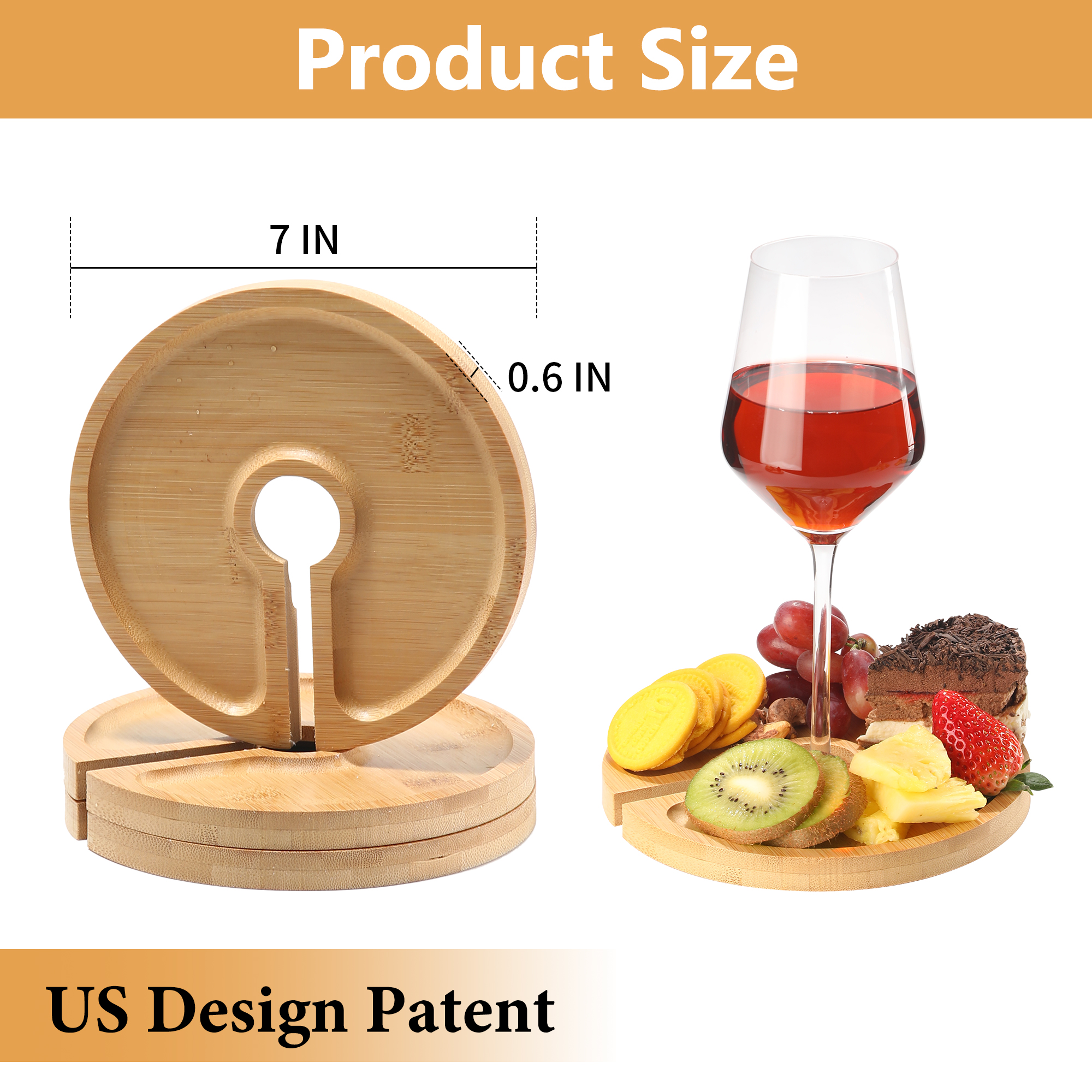 Mini Charcuterie Board with Wine Holder, Wine Glass Charcuterie Topper, Wine Gifts Accessories, Cheese Appetizer Plates for Wine Party Family Gatherings Bars Restaurants, 7.1'' Set of 4 - Image 4