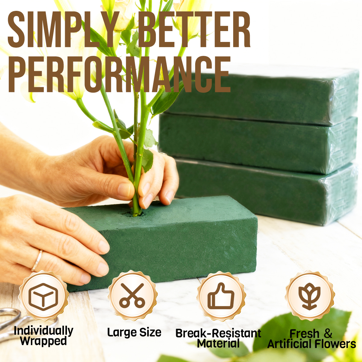 24 Pack Large Floral Foam Blocks, Wet & Dry Flower Foam for Fresh and Artificial Flowers, Florist Styrofoam Flower Arrangements Supplies, Decorations for Wedding, Birthdays, Home, Office and Garden - Image 3