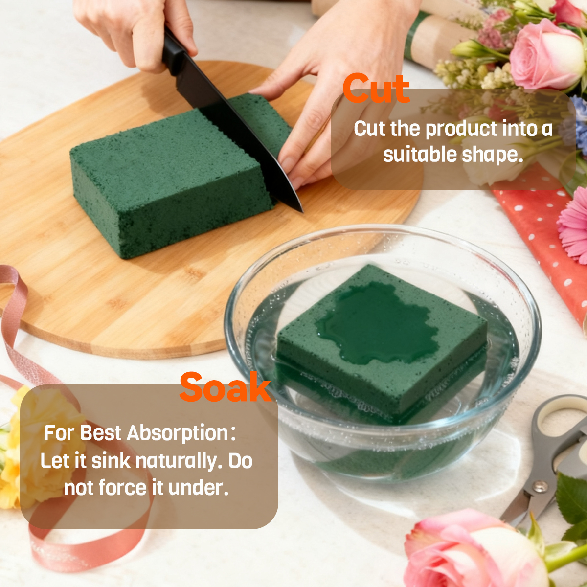 24 Pack Large Floral Foam Blocks, Wet & Dry Flower Foam for Fresh and Artificial Flowers, Florist Styrofoam Flower Arrangements Supplies, Decorations for Wedding, Birthdays, Home, Office and Garden - Image 6