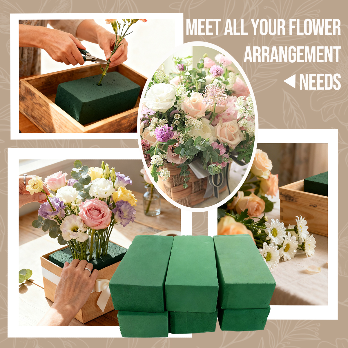 24 Pack Large Floral Foam Blocks, Wet & Dry Flower Foam for Fresh and Artificial Flowers, Florist Styrofoam Flower Arrangements Supplies, Decorations for Wedding, Birthdays, Home, Office and Garden - Image 7